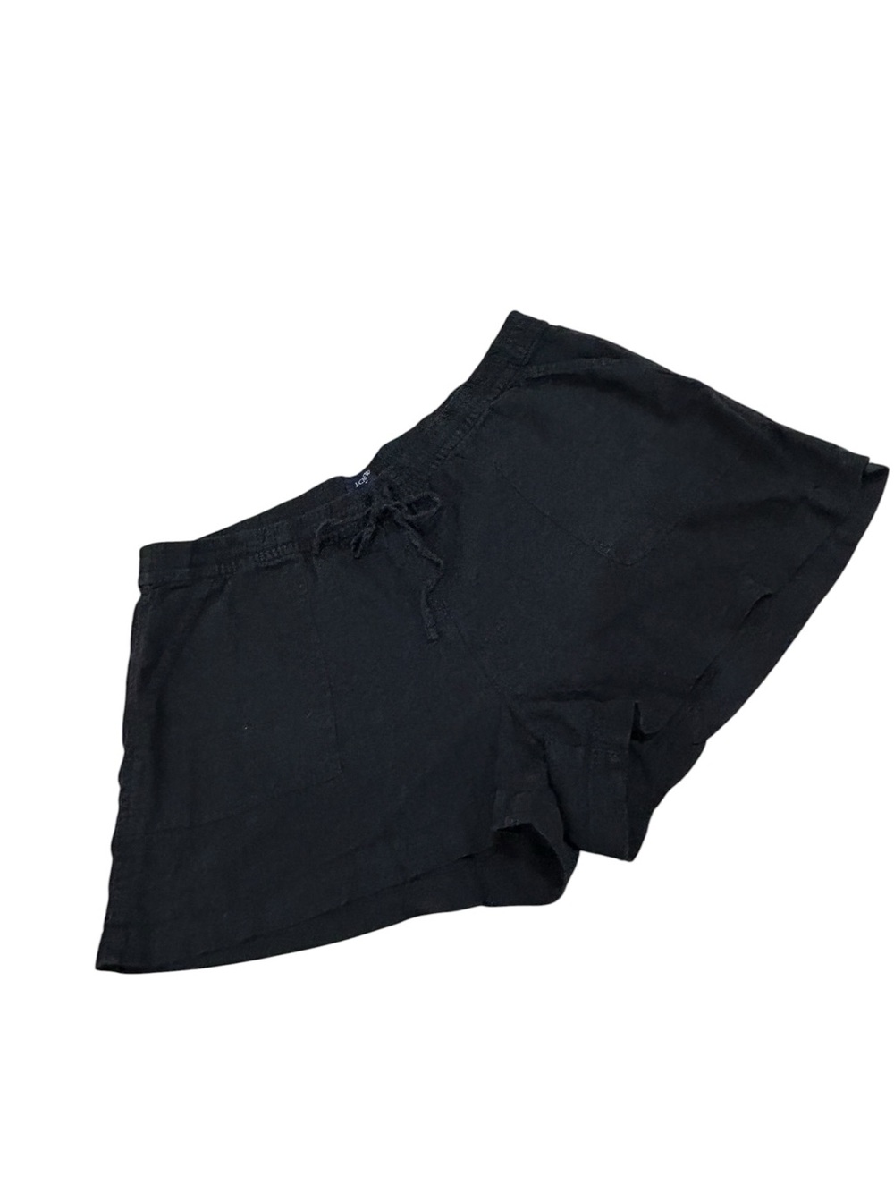 J crew Black Drawstring linen blend high elastic waist Shorts pockets large